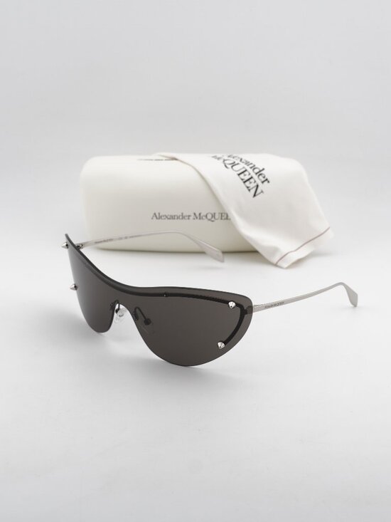 Alexander McQueen AM0413S 007 Shield Sunglasses - Silver / Grey main image 5